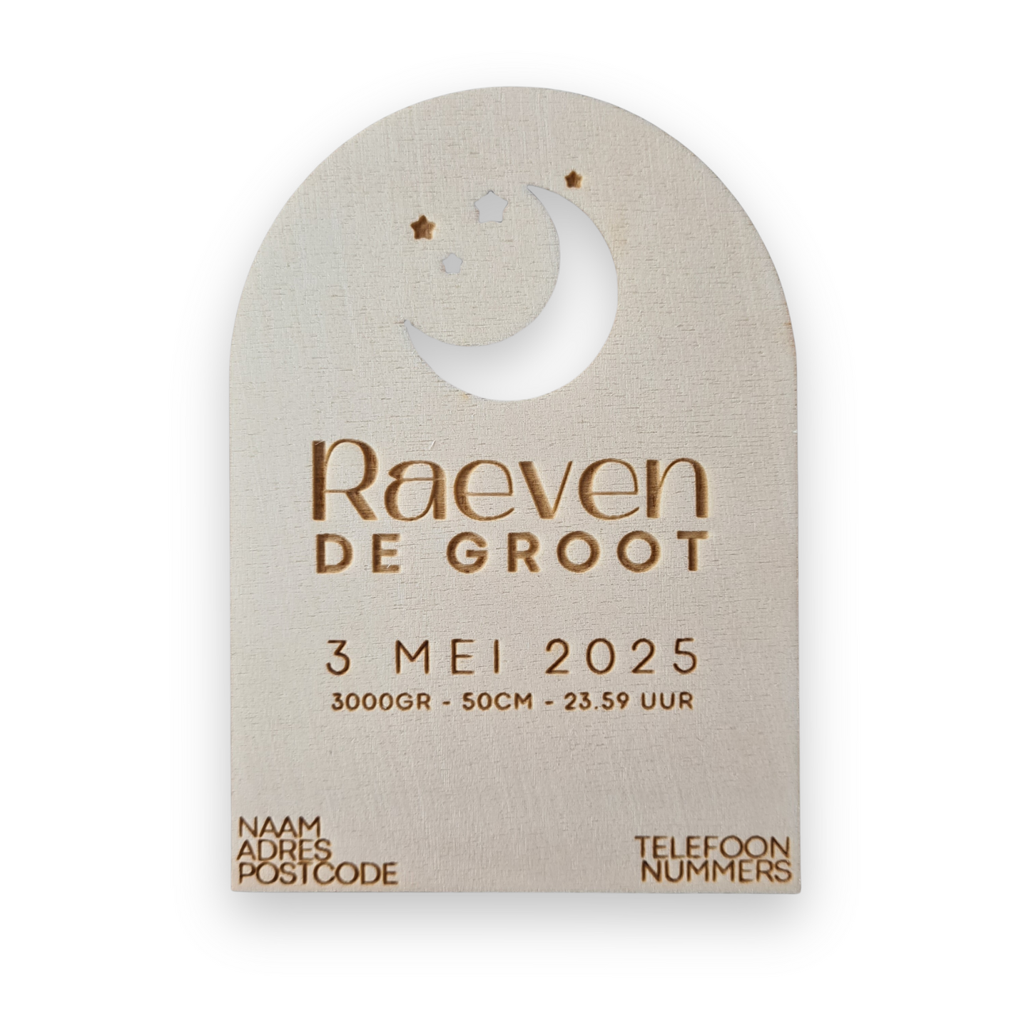 Houten Geboortekaartjes - Stijl Raeven - vanaf €4,05 p.s. (gratis proefdruk)