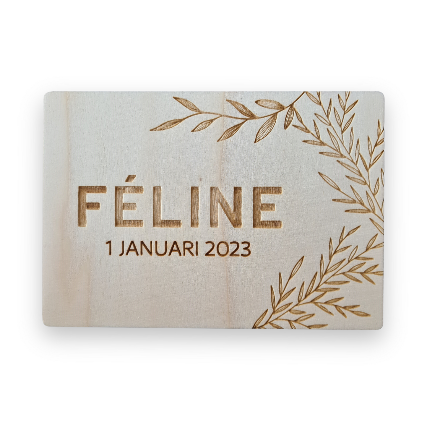 Houten Geboortekaartjes - Stijl Feline - vanaf €4,05 p.s. (gratis proefdruk)