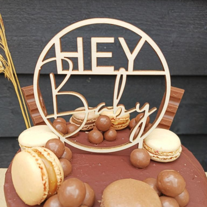 Houten Taarttopper - Hey Baby